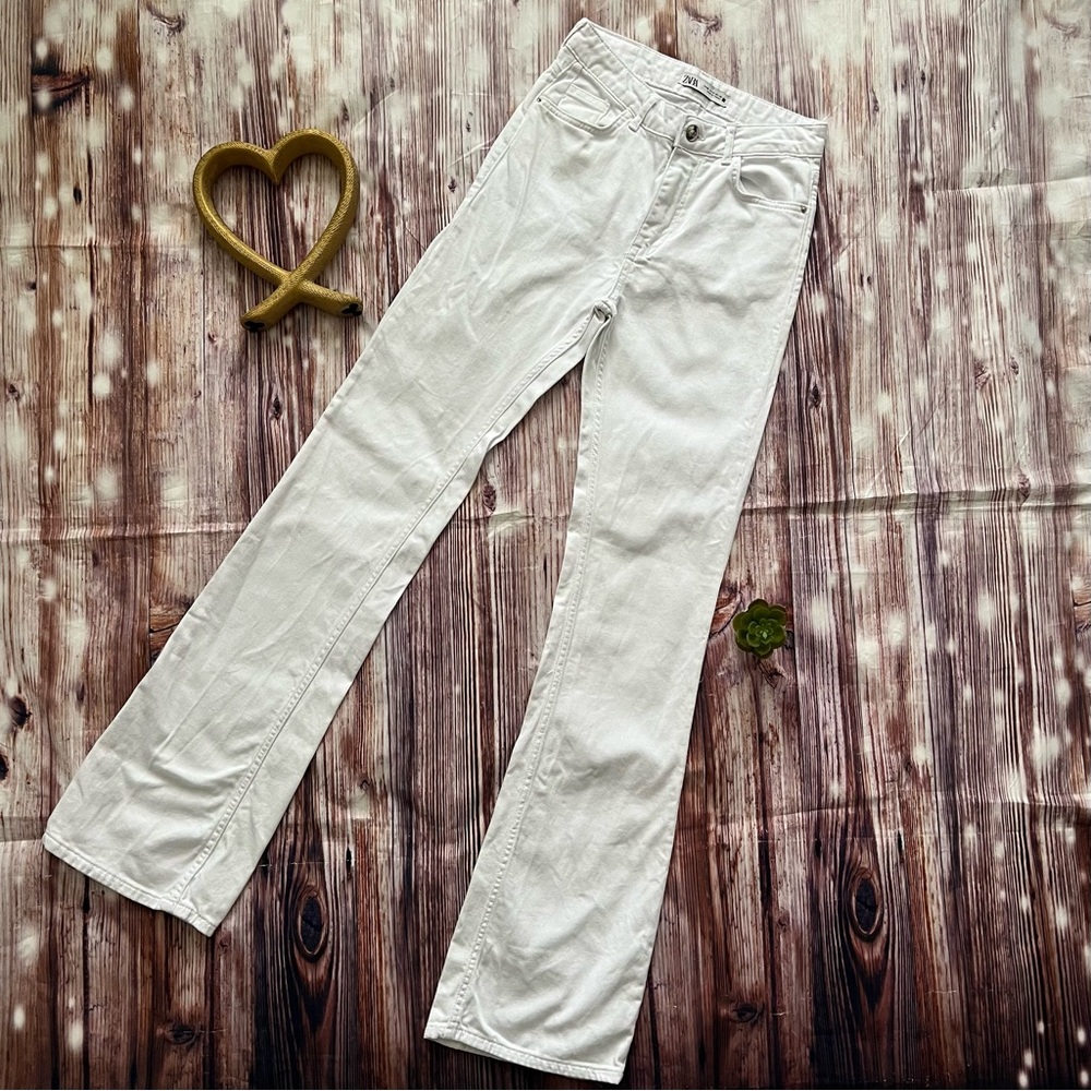 Zara Women's Cream Flare Jeans